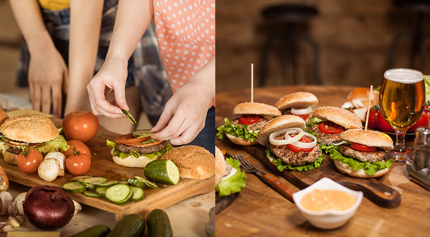 Homemade burgers for Barbeque party