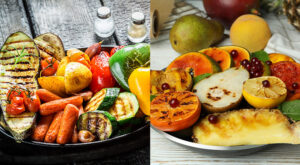 butter spread coated grilled vegetables