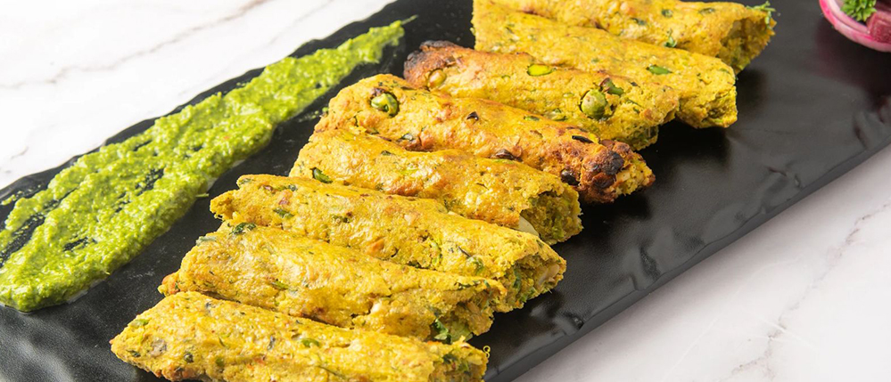 veg seekh kebabs with garlic mayo