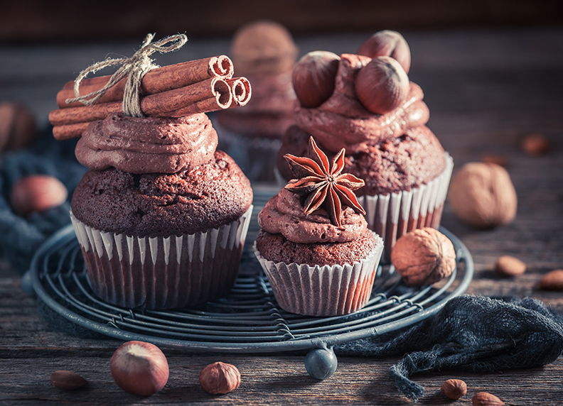 baked muffins with choco spread